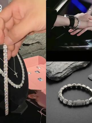 铜合金合成锆石手链 逆爱驰总同款 盒子扣8MM冰糖钻 轻奢男女手链#手链 #钻石手链 #轻奢手链 #手链推荐 #七夕礼物