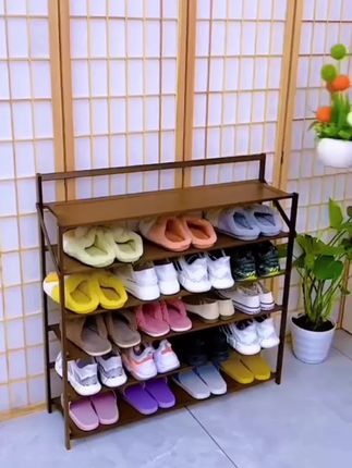 家里鞋子多可以安排一个这样的楠竹简易鞋架家里的鞋子都能放、看着整洁舒服#鞋架#入户鞋柜#实用省空间#收纳整理#置物架