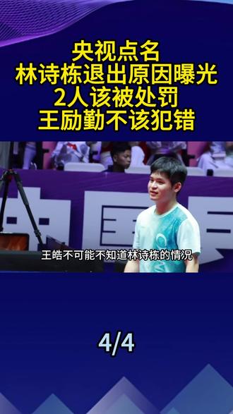 央视点名,林诗栋退出原因曝光,2人该被处罚,王励勤不该犯错#林诗栋