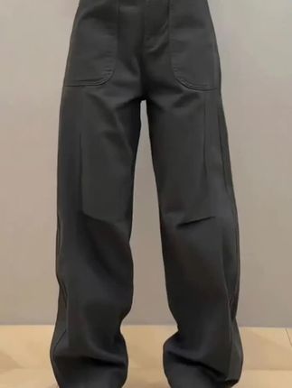 2025秋冬款大码女装宽松弯刀牛仔裤梨形身材显瘦设计感工装拖地裤。#洋气上档次