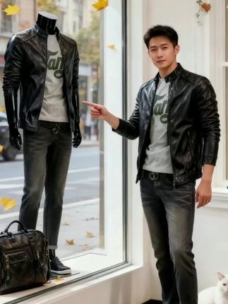 Romon/罗蒙高档海宁皮衣男2025春秋季新款男士外套痞帅男款皮夹克