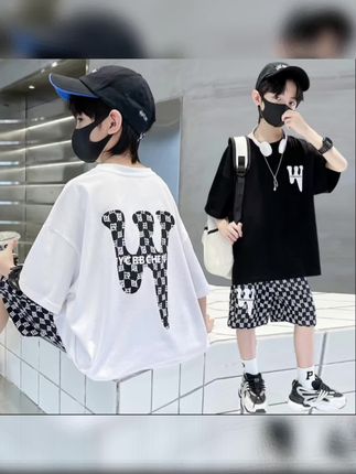 @DOU+上热门 男女童夏装套装2025时髦韩版夏季休闲俩件套洋气儿童半袖炸街潮牌#夏季穿搭 #短袖套装 #男女童穿搭 @DOU+小助手