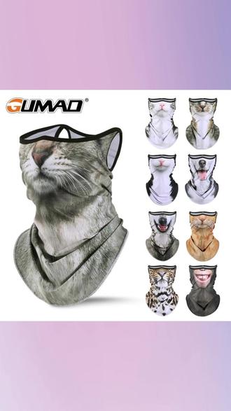 #户外防晒面罩 #UPF50防晒面罩 #冰丝透气面罩 #3D猫脸面罩 #骑行防晒面罩 GUMAO户外防晒面罩UPF50+冰丝透气全护颈3D猫脸护脸遮阳骑行面具