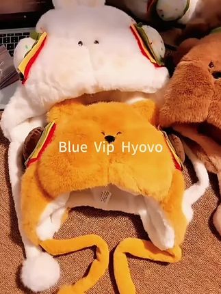 自制可爱耳机汉堡腮红小兔帽秋天防风保暖加厚大头围毛绒包头帽女 #防风保暖帽 #毛绒包头帽 #小兔帽 #秋冬包头帽 #好物推荐🔥