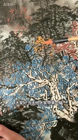 #国画山水 小八尺97 X 240 cm。