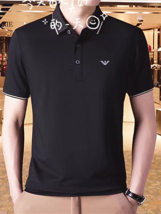 专柜正品夏季高端桑蚕丝短袖T恤男士商务休闲透气打底翻领POLO衫