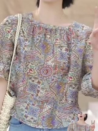 亚麻碎花衬衫女夏季2025新款洋气减龄宽松显瘦独特别致短袖上衣#爆款热卖中 #好物推荐🔥 #大数据推荐给有需要的人 #抖音小助手#夏季新款