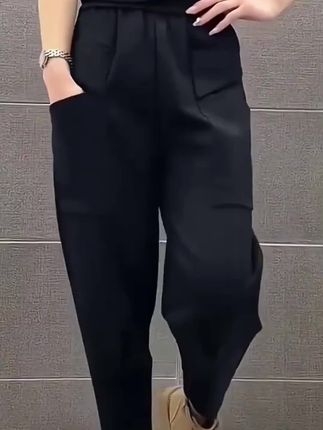 微胖mm大码女夏季薄款高腰宽松显瘦百搭休闲裤2025黑色九分哈伦裤#时尚大方#时尚潮流#时尚百搭#时尚休闲#时尚女装