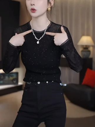 #细闪洋气打底衫#高级感打底衫#显瘦时尚打底衫#百搭显瘦上衣#秋季新款上新