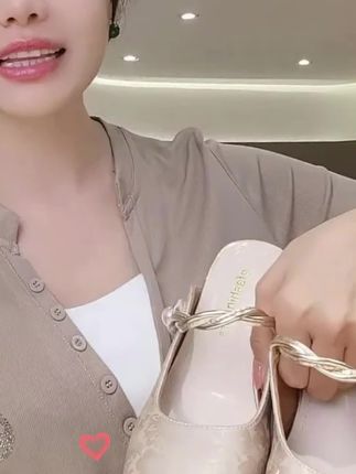 包头半拖鞋女夏季外穿2025新款时尚新中式国风懒人一脚蹬粗跟凉鞋#包头半拖鞋