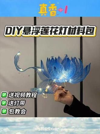 DIY悬浮莲花灯拍照道具diy材料包新年创意灯笼 #造液花制作教程 #小夜灯 #灯笼簪子会发光 #绒花扭扭棒教程 #好物推荐🔥