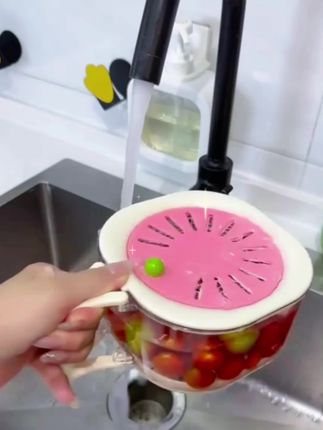 奶油风 #沥水篮 #洗水果神器 双层带盖厨房食品级多功能果盘 #沥水盒 #好物分享 #厨房好物