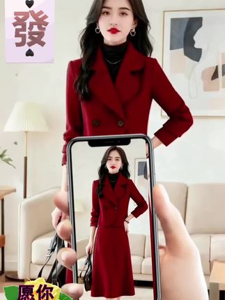 时尚套装春秋半身裙洋气2025新款显瘦长袖洋气红色中长款收腰气质#时尚穿搭 #减龄气质 #时尚减龄穿搭 #时尚女装穿搭 #时尚搭配