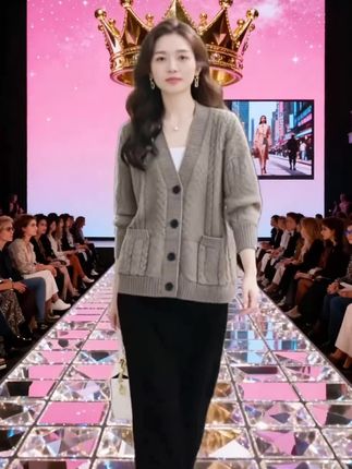 显瘦大码中长款外套 #时尚洋气 #毛衣开衫 #大码女装