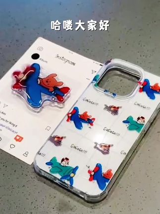 适用可爱猫咪小狗支架iPhone15苹果16手机壳华为p70/vivo小米oppo
