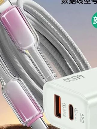 #数据线 适用于苹果6-14/XR/XS快充套装 双口45w氮化镓充电头PD数据线#适用苹果充电器#快充套装#快充套装数据线#数据线推荐