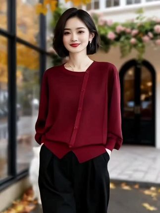 大码女装胖mm春秋女士毛衣遮肚子显瘦上衣2025新款冰丝针织打底衫