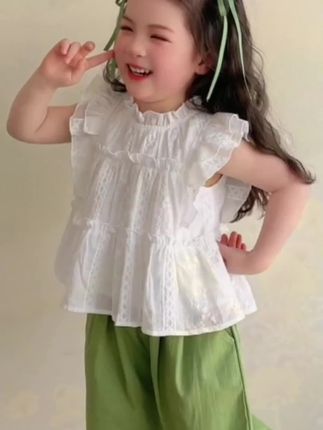 女童夏装套装#2025新款儿童夏季洋气小清新时髦宝宝夏日薄款超好看#萌娃穿搭 #好物推荐🔥