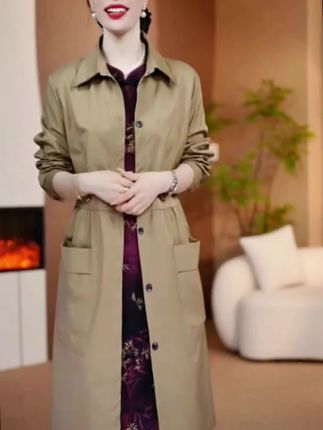 春季新款水洗斜纹棉高端女士气质风衣外套#春秋穿搭 #谁穿谁好看 #穿出自信穿出美丽 #做工精细 #时尚妈妈精选