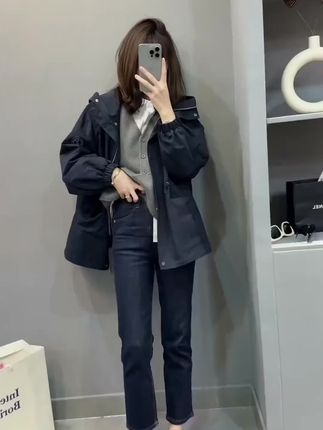 飞芊娅梨形身材显瘦弹力休闲牛仔裤女款新款小个子九分直筒烟管裤#直筒裤 #烟管裤 #休闲裤 #牛仔裤