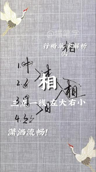 《行楷单字解析04|相》
本视频属于合集《行楷单字解析》,使用拆解组合的方式介绍常用字的行楷写法,这期介绍下相字的写法,注意三点一线,左大右小。喜欢主包字体的朋友可以点赞关注,一起进步 #行楷 #练字 #书法 #手写#传统文化