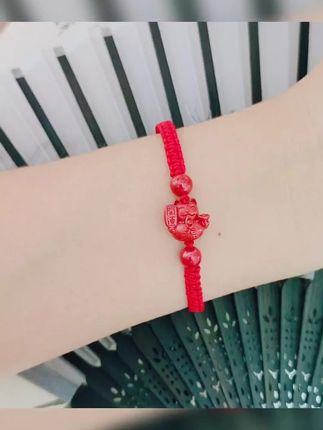高含量朱砂 招财猫转运手链 小红绳