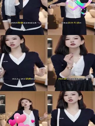 #休闲套装女#职场通勤穿搭 #穿出自己的风格 2025年秋季时尚套装轻熟风拼色假两件长袖针织开衫高腰垂感休闲裤