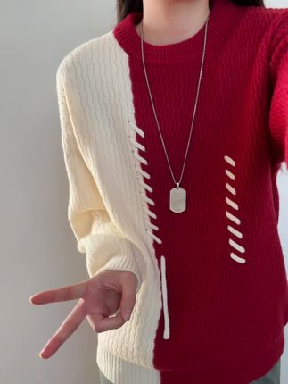 给男朋友买的撞色毛衣简直不要太帅#穿搭 #男生穿搭 #毛衣 #男女同款 #针织衫