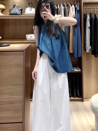 #高级感穿搭两件套/#夏装搭配韩系茶系多巴胺穿搭松弛感盐系无袖背心阔腿裤