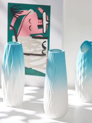 宿雨蓝色渐变陶瓷干花花瓶,创意简约北欧民宿展厅装饰水养客厅摆件………#陶瓷花瓶 #陶瓷花瓶摆件 #创意简约花瓶 #陶瓷干花花瓶 #好物推荐🔥
