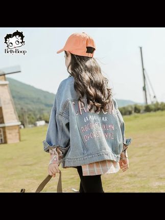 儿童外套 贝蒂童装洋气女童牛仔外套秋装,韩版春秋季儿童中大童潮牌上衣#高品质童装 #潮酷穿搭 #儿童百搭外套#牛仔衣 #儿童穿搭