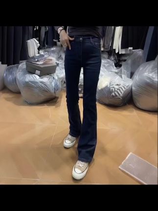 秋季新款复古港风牛仔微喇裤#穿搭