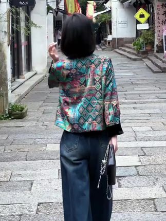 新中式丝绒衬衫秋季双面穿外套2025国风复古气质提花上衣