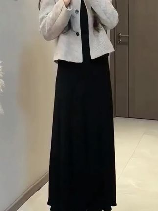 秋季搭配一整套女装2025新款韩版小香风外套长袖显瘦半身裙三件套