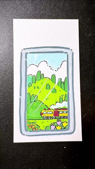 呜~呜~呜~ 小火车来喽!#丙烯马克笔 #翻翻乐 #跟着抖音学画画 #画画教程