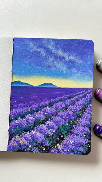 星空下的紫色花海
#真实生活分享计划 #跟着抖音学画画 #零基础学画画 #艺术在抖音 #薰衣草