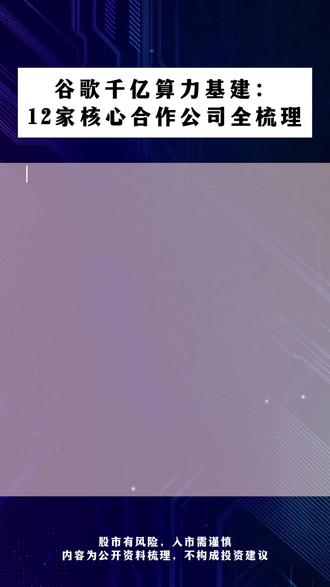 谷歌千亿算力基建:12家核心合作公司全梳理