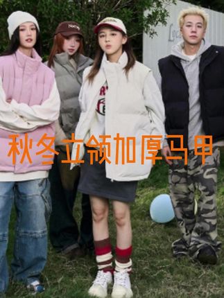 秋冬韩系立领背心外套加厚保暖纯色坎肩马夹 #ootd穿搭#显瘦穿搭#时尚保暖#秋冬穿搭#韩系穿搭