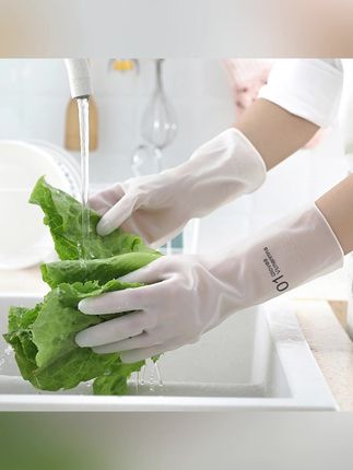 #郝邵文 推荐 家务手套透白款洗衣防水PVC硅胶塑胶家用清洁印花#家务手套 #手套 #洗碗手套 #厨房手套