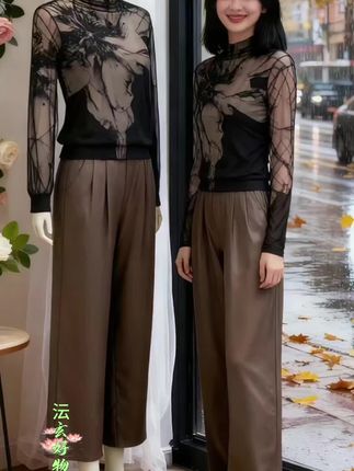 #优雅气质 #穿出自信穿出美丽 高贵上档次网纱打底衫女2025春秋冬新款内搭半高领高级感纱衣洋气