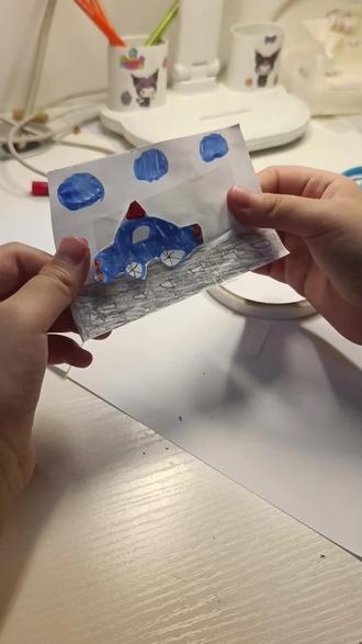 一年级小朋友手绘版《行驶的小汽车》#小手工 #get新技能 #自制