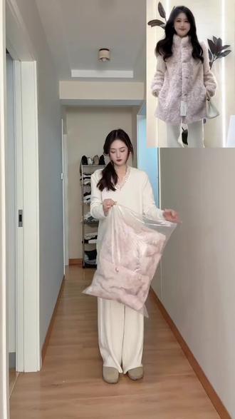 裸粉色好温柔啊满满的氛围感 #毛毛外套 #韩系穿搭 #今天穿什么@巨量千川