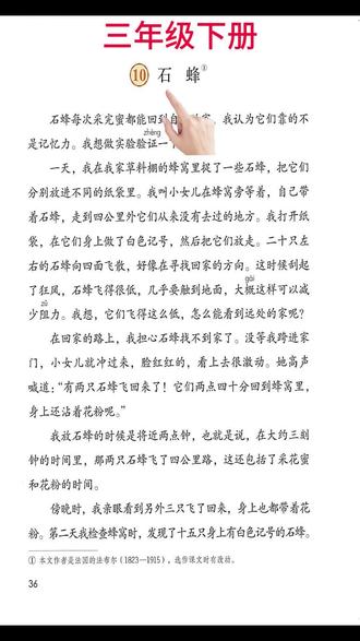 #三年级 #石蜂 #石峰 #课文朗读
三年级语文下册第十课石峰石蜂课文朗读每日一题生字周末练习题