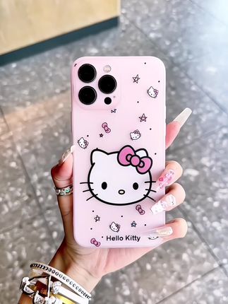 是奶呼呼的Kitty呀!好朋友送我一个叭!#仙女必备 #这也太好看了 #手机壳 #kitty猫 #今日分享 星星KT猫半透磨砂适用苹果16Pro透色iPhone15软套14新款13/12防摔