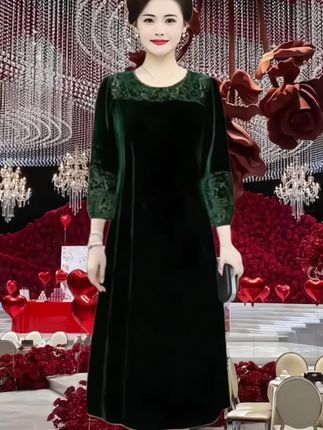中年新款妈妈气质高端宽松大码连衣裙#时尚洋气#谁穿谁美