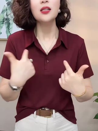2025新款洋气百搭短袖减龄显瘦女气质休闲女T恤上衣#06635#短袖#T恤#百搭T恤#显瘦T恤