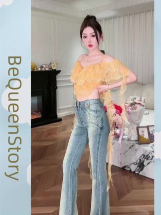 #上热门 BeQueenStory【千金比例】薄款复古色显腿长精致水钻喇叭裤2025夏季!#服装设计师款高定女装 #欧美ins服装 #时尚前沿 #有点意思时尚日记