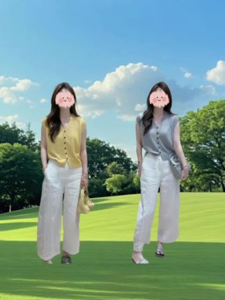 2025夏季新款简约气质百搭V领针织短袖上衣T设计感时尚阔腿裤套装