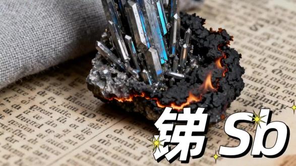 51号元素之Sb。 锑(Sb),银白色金属,性脆,用于阻燃剂、合金及半导体。#锑(Sb)银 #化学元素