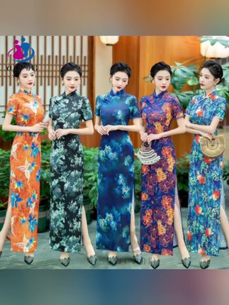 亦侣2024新款中国风旗袍大码复古走秀表演服显瘦旗袍连衣裙#好物推荐🔥